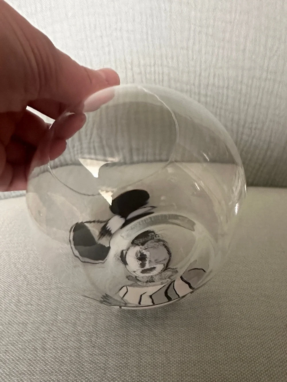 Disney Stemless Glass with Black Mickey Mouse Graphic (4) New